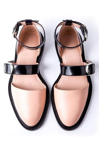 Buckle Color Block Sandals Flats