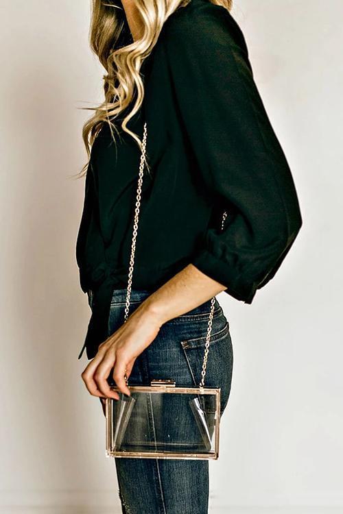 Feather Clear Square Crossbody Bag