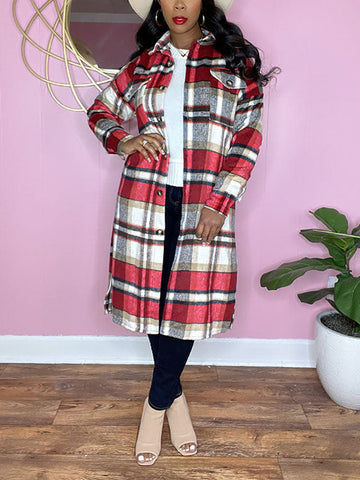 Karierter Hemdmantel mit Knöpfen