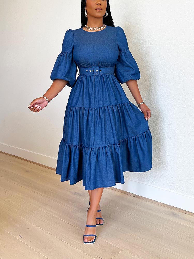 Ruffle Denim Dress – Omcne