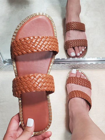 Sandalias planas con doble tira trenzada