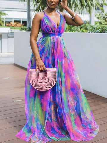 Vestido camisola de gasa con efecto tie-dye