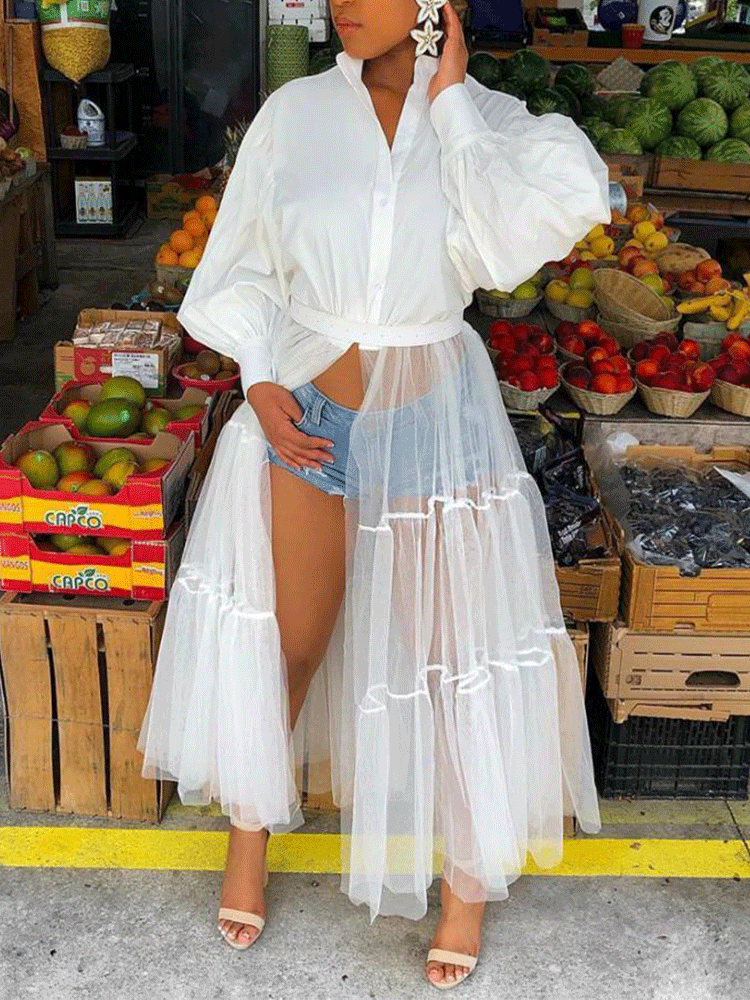 Sheer Mesh Sheer Mesh Patchwork Maxi Dress – Omcne