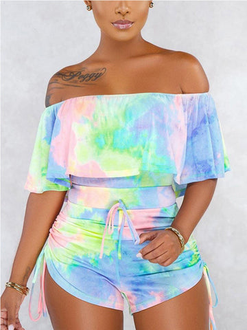 Tie Dye Off Shoulder Jumpsuit