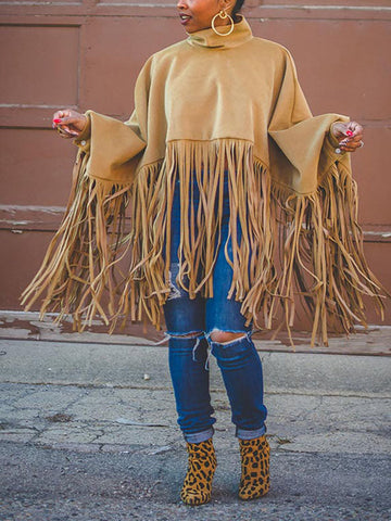 Solid Fringed Suede Top