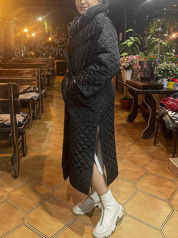 Abrigo acolchado de algodón con entramado