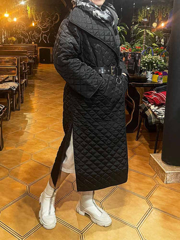 Abrigo acolchado de algodón con entramado