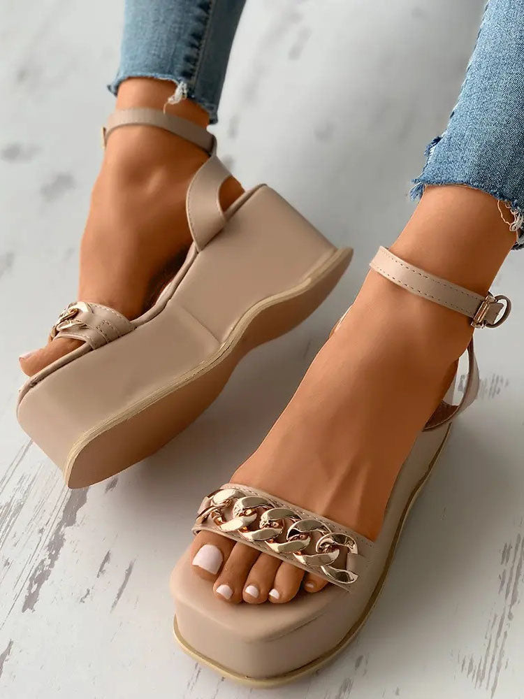 Chain Thick Sole Buckle Sandals