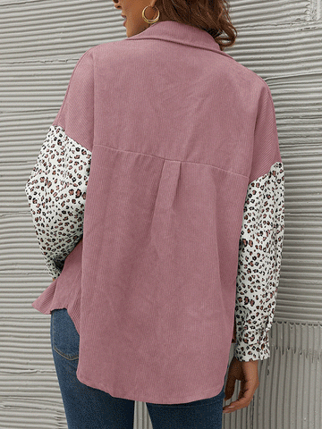 Leopard Long Sleeve Corduroy Jacket