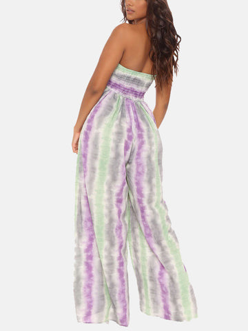 Tie Dye Strapless Jumpsuit