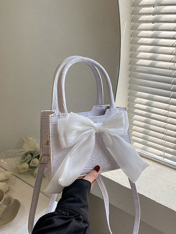 Bow Decor PU Square Bag