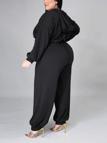 Jumpsuit mit Kapuze und Reißverschluss