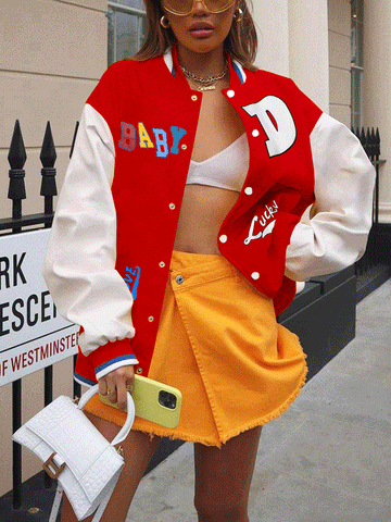 Color Block Baseball Jacket