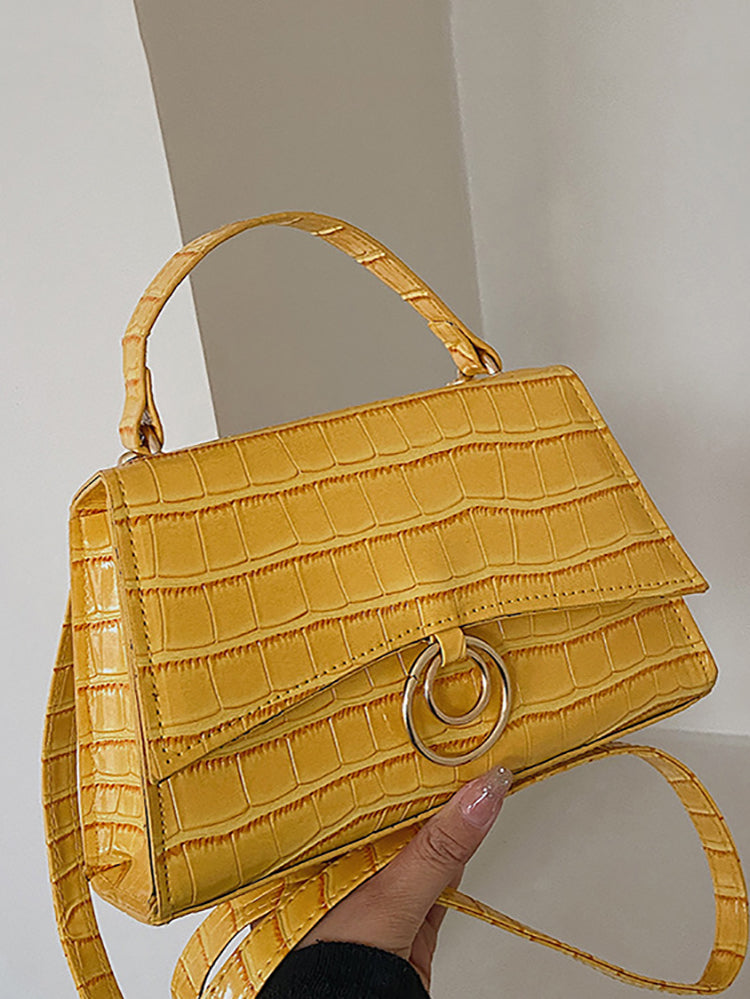 Bolso cuadrado tipo cartera con relieve de cocodrilo