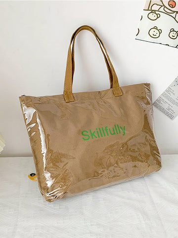 Solid Color Letter Print  Tote