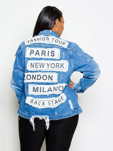 Letter Print Denim Jacket