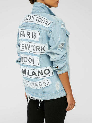 Chaqueta vaquera con estampado de letras