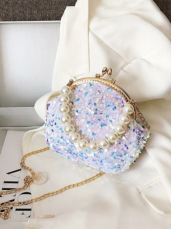 Mini bolso de noche con lentejuelas y perlas