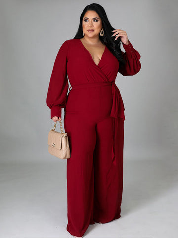 V Neck Wrap Jumpsuit