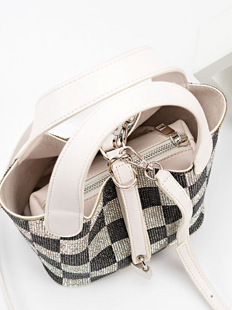 Rhinestone Plaid Tote Bag