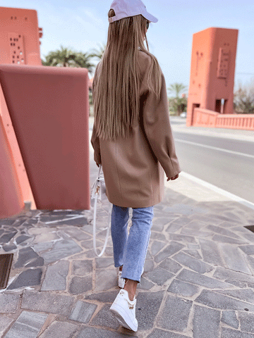 Solid Lapel Woolen Outerwear