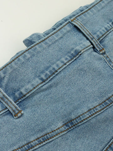 Falda pantalón vaquera irregular de cintura alta