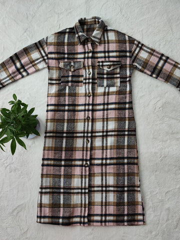 Karierter Hemdmantel mit Knöpfen