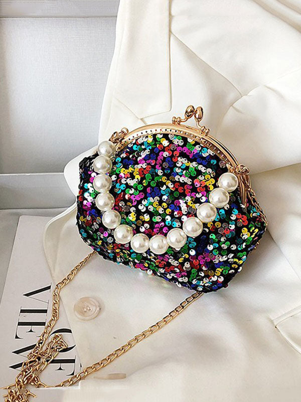 Sequin Pearl Evening Mini Bag