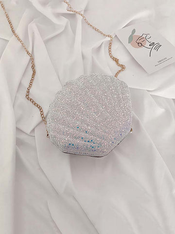 Bolso bandolera con concha brillante