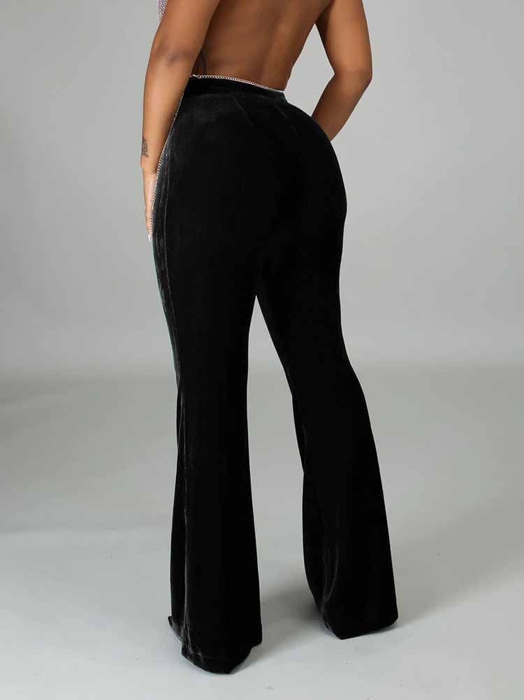 Velvet Bell Bottom Flare Pants