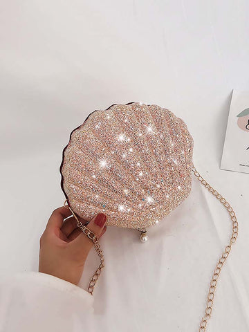 Bolso bandolera con concha brillante