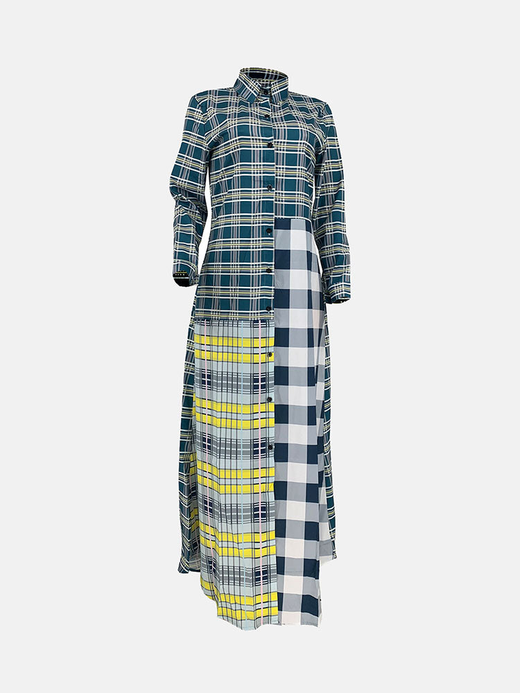 Plaid Turndown Collar Dresses Coat
