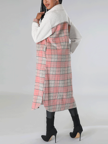 Wollkarierte Langarmmäntel