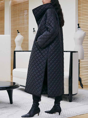 Abrigo acolchado de algodón con entramado