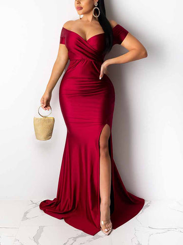 Off Shoulder Party Maxi Dress