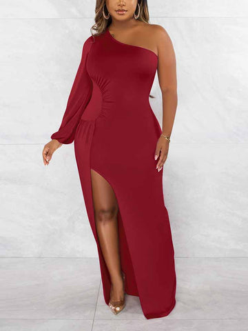 One Shoulder Split Maxi Dress