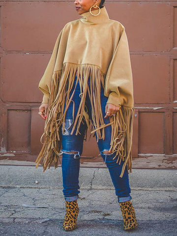 Solid Fringed Suede Top