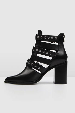 Hollow Buckle Ankle Boots