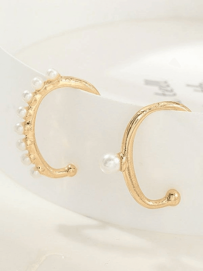 2pcs Pearl Decor Cuff Earring