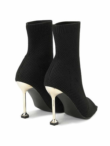 Peep Toe Stiletto Heeled Sock Boots