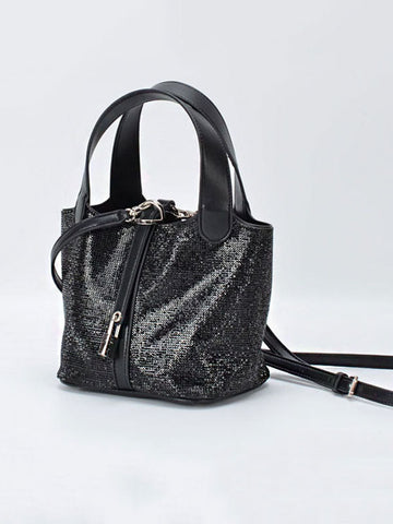 Bolso de mano a cuadros con diamantes de imitación