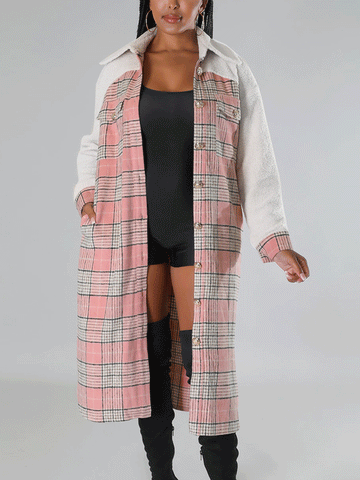 Wollkarierte Langarmmäntel