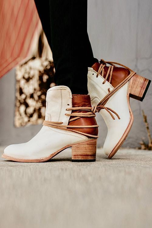 Lace Up Chunky Heels Ankle Boots