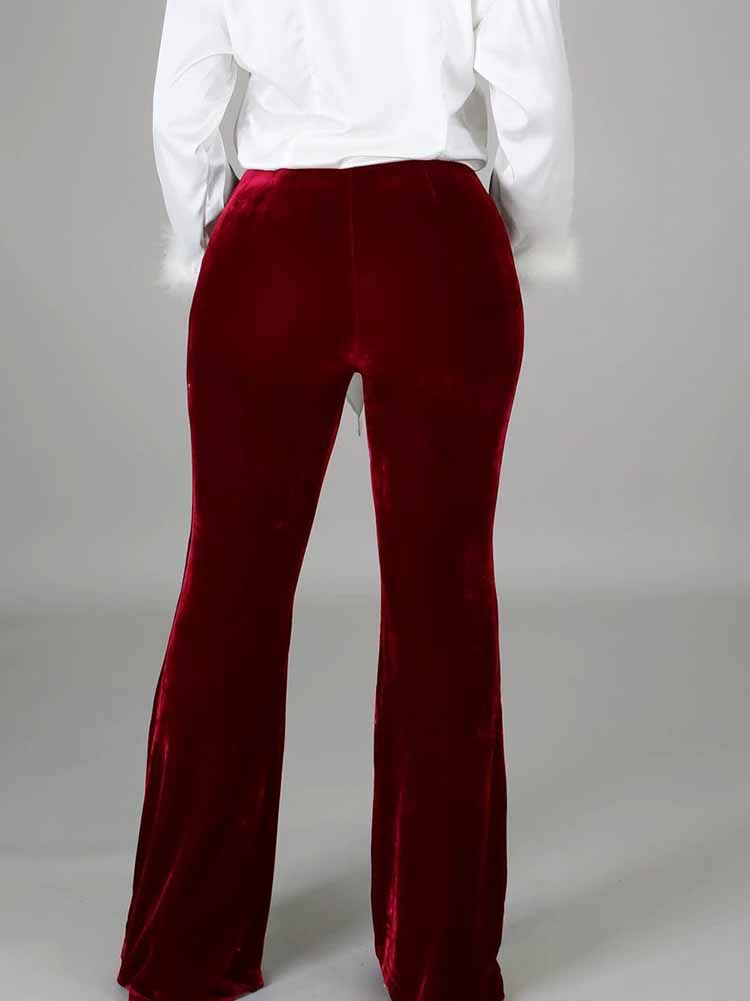 Velvet Bell Bottom Flare Pants