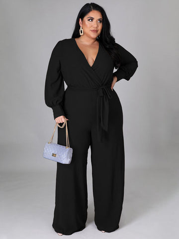 V Neck Wrap Jumpsuit