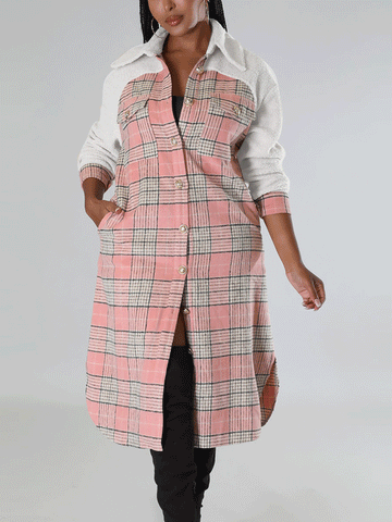 Wollkarierte Langarmmäntel