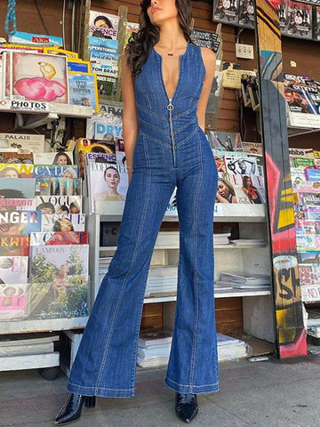 Heart Shape Denim Jumpsuit