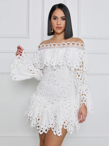 Off Shoulder Hollow Out Dress