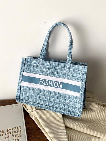 Bolso de hombro con gráfico de letras a rayas