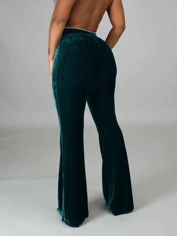 Velvet Bell Bottom Flare Pants